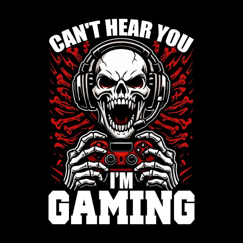 Crâne avec manette de jeu Gamer Gaming