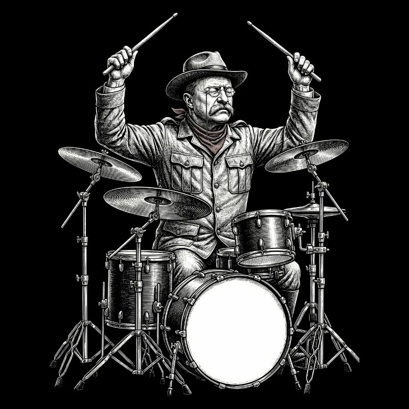 Theodore Roosevelt plays drums