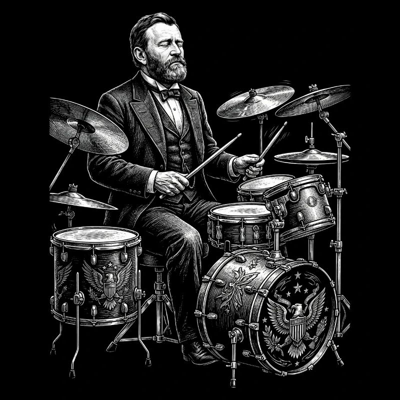 Ulysses S. Grant spielt Schlagzeug