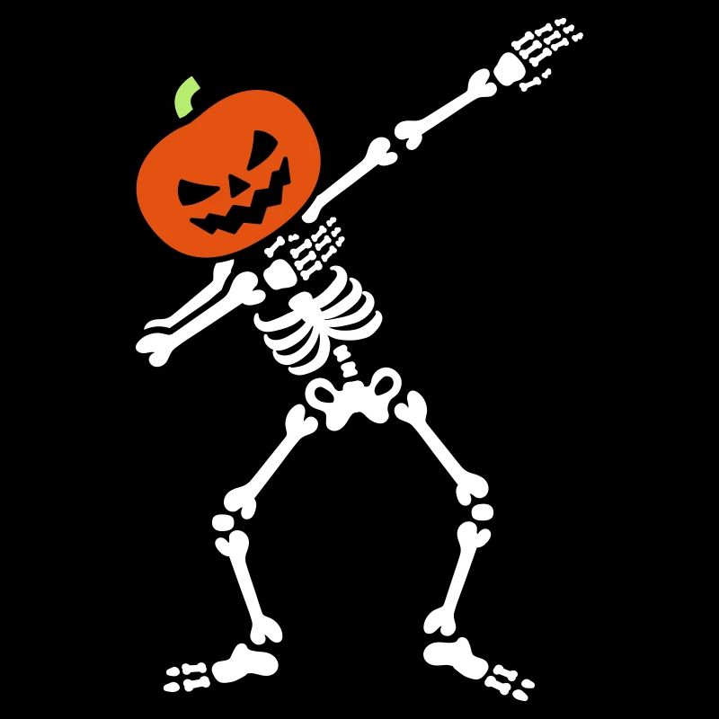Dabbing skeleton dab pumpkin head Halloween