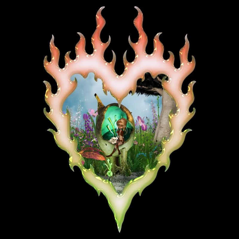 Kleine Fee mit ihrer Katze