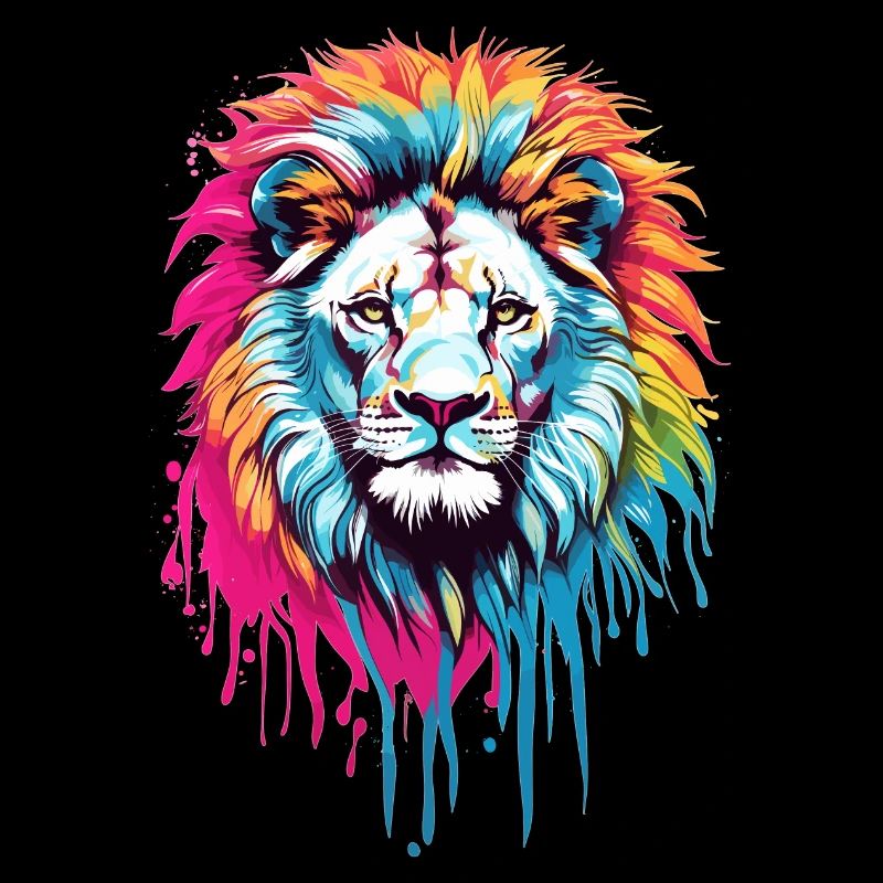 Tête de lion colorée