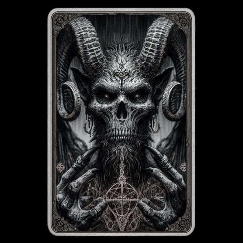 Dämon mit Hörnern und Pentagramm