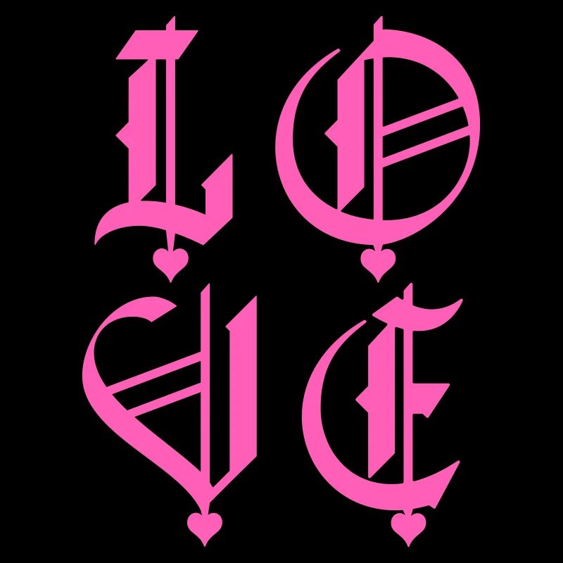 Love with hearts stacked blackletter
