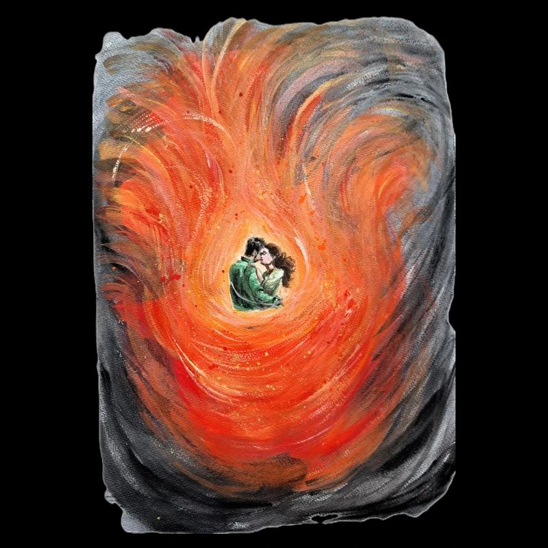 Romantic Fire Dance Artistic Lovers Couple Design