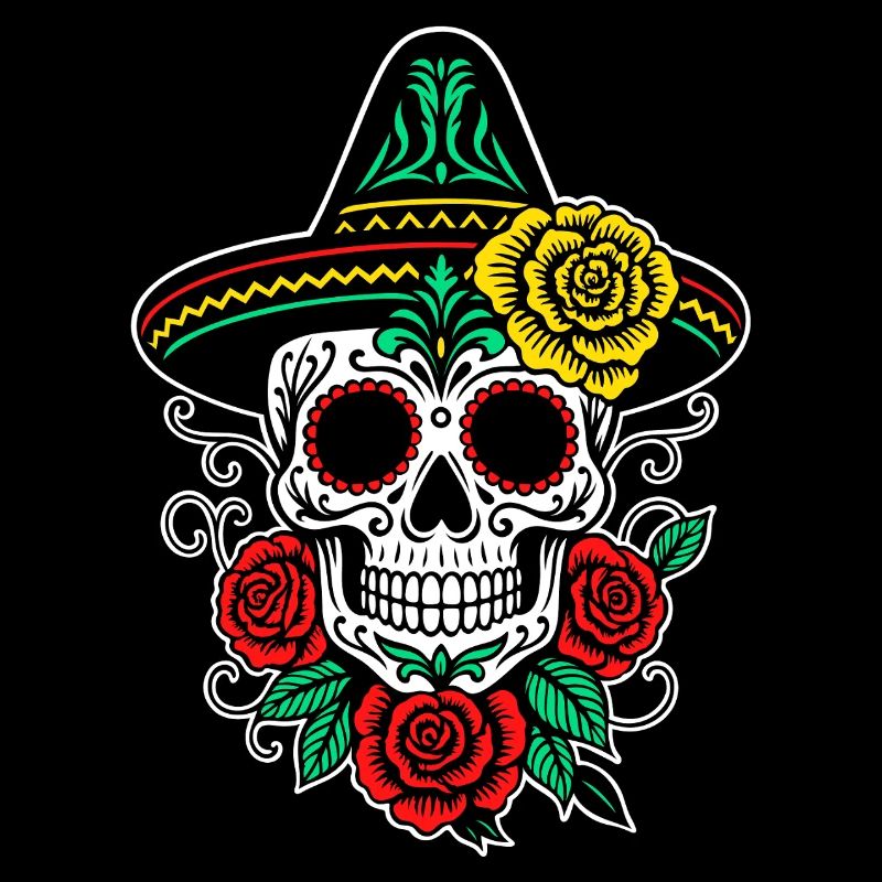 Mexican Sugar Skull Sombrero Roses