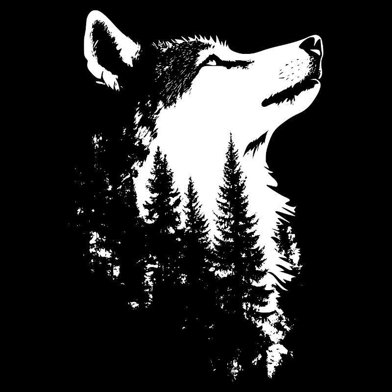 Nordischer Wolf Wald Silhouette
