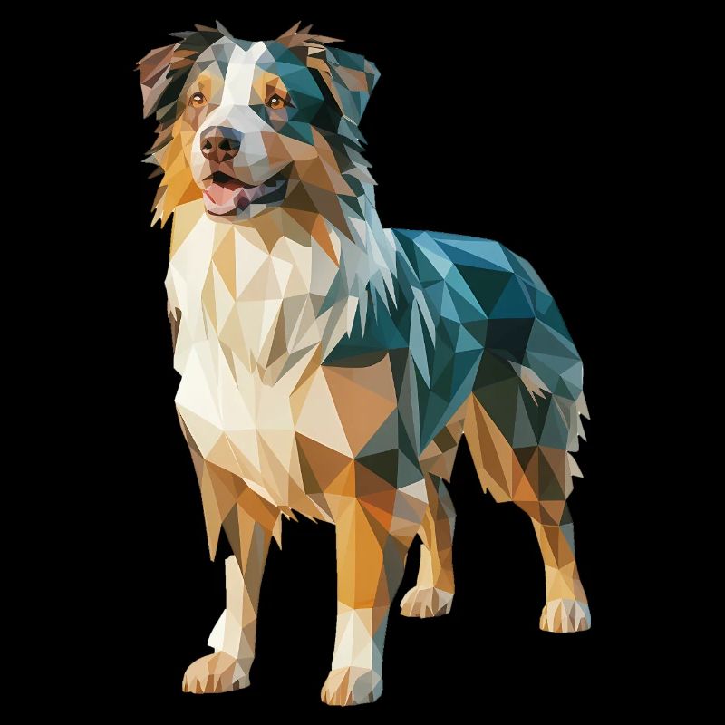 Australian Shepherd - Cool Low Poly  Logo