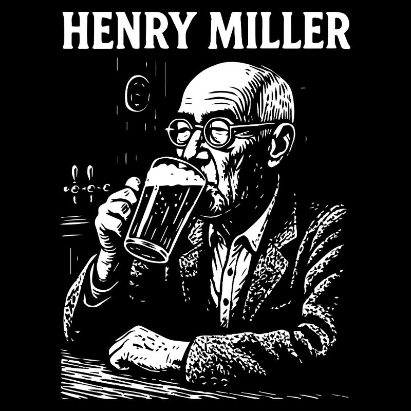 Henry Miller drinking beer in a pub