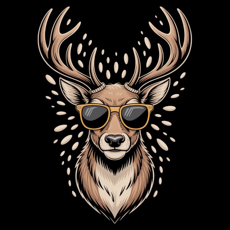 Cerf avec bois et lunettes de soleil