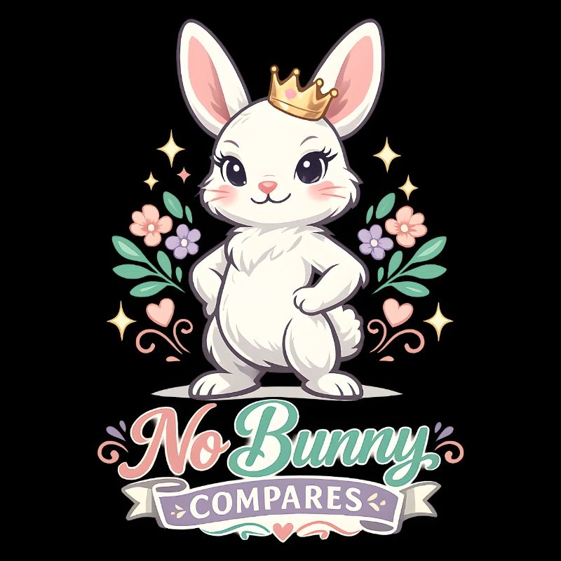 Cute Easter bunny with colorful egg and lettering