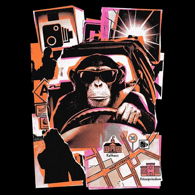 Affe Autofahrer Blitzer