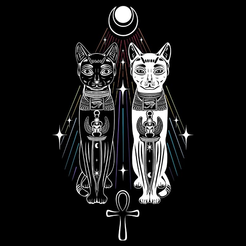 Two Bastet Cats Duality Ankh Cat Goddess