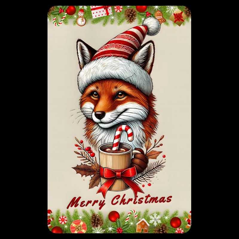 Festive Christmas fox with hot chocolate