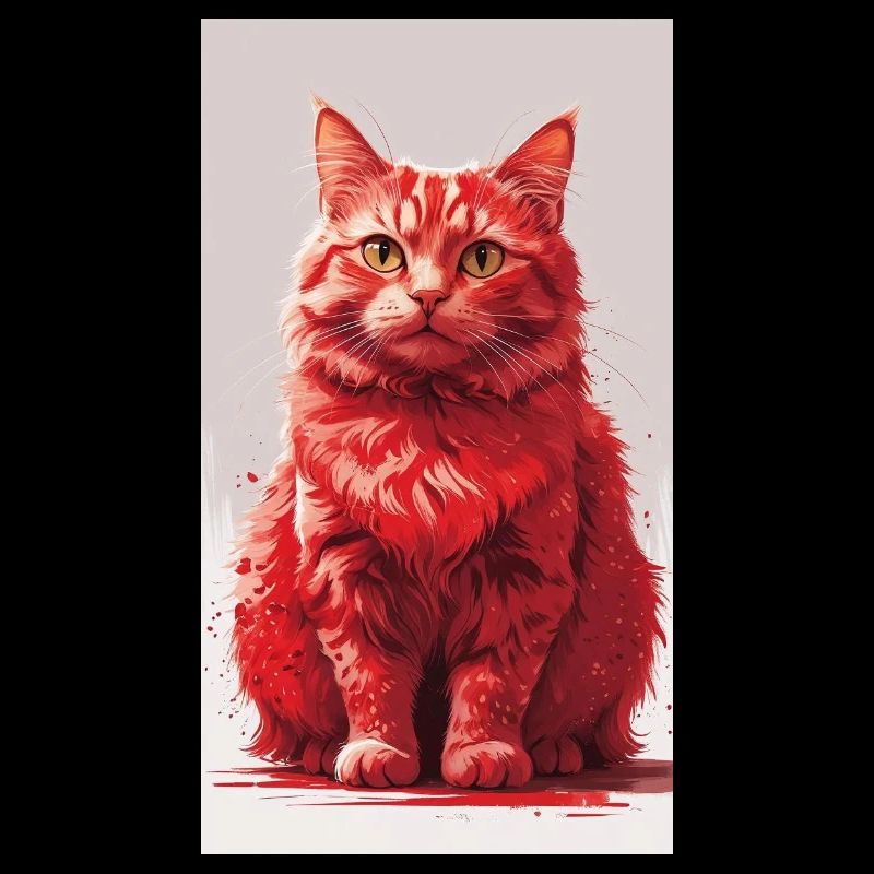 Impression d’art de portrait de chat rouge