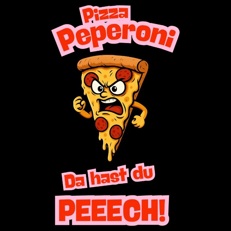 Angry Pepperoni Pizza Cartoon