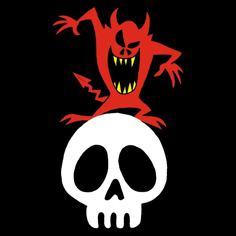 Dämon auf einem Schädel