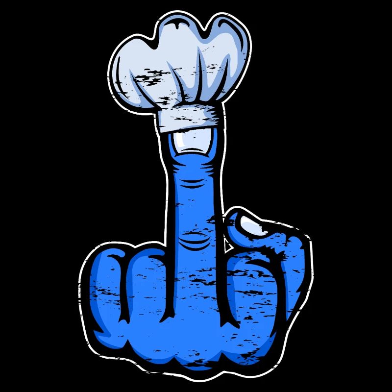 Middle Finger Stinky Finger Chef's Hat Design Blue