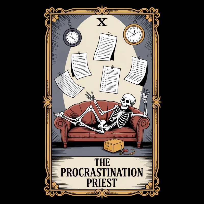 The Procrastination Priest Skelett Aufschieberitis