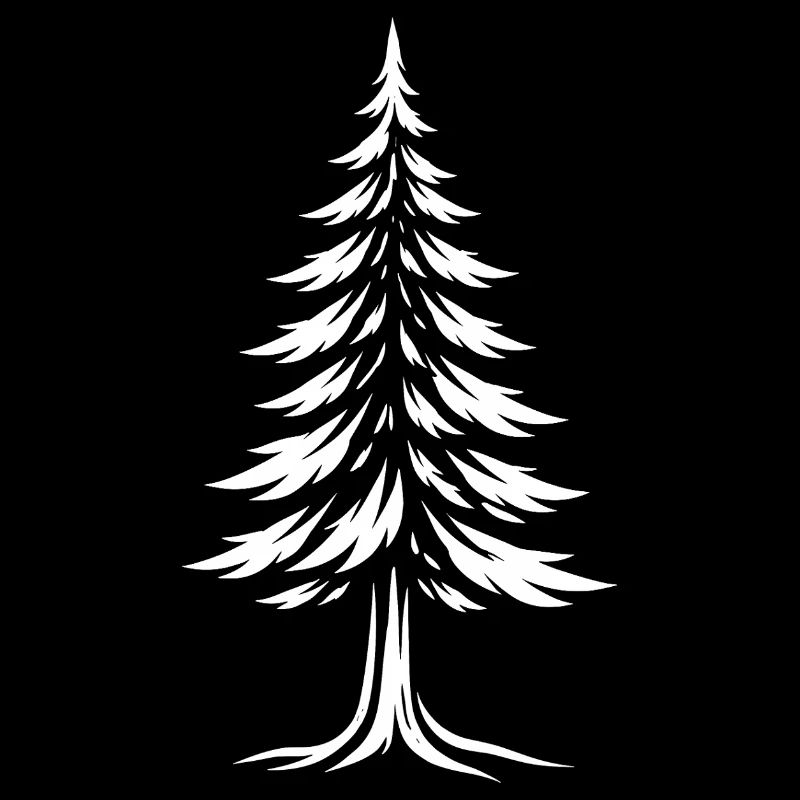 Fir Tree Silhouette - Tree Line Art Nature Design