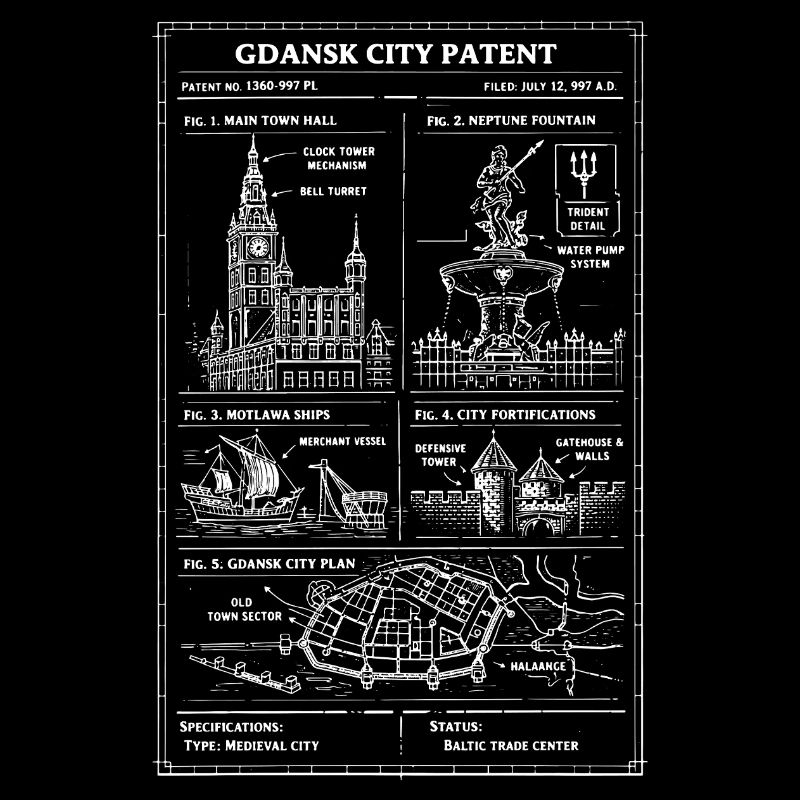 Patentblaupause der Stadt Danzig