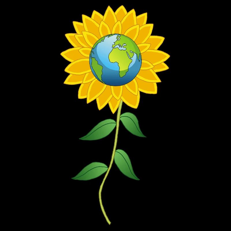 Planet Erde und Sonnenblume