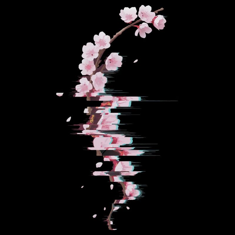 Branche moderne de Fleurs de cerisier glitch