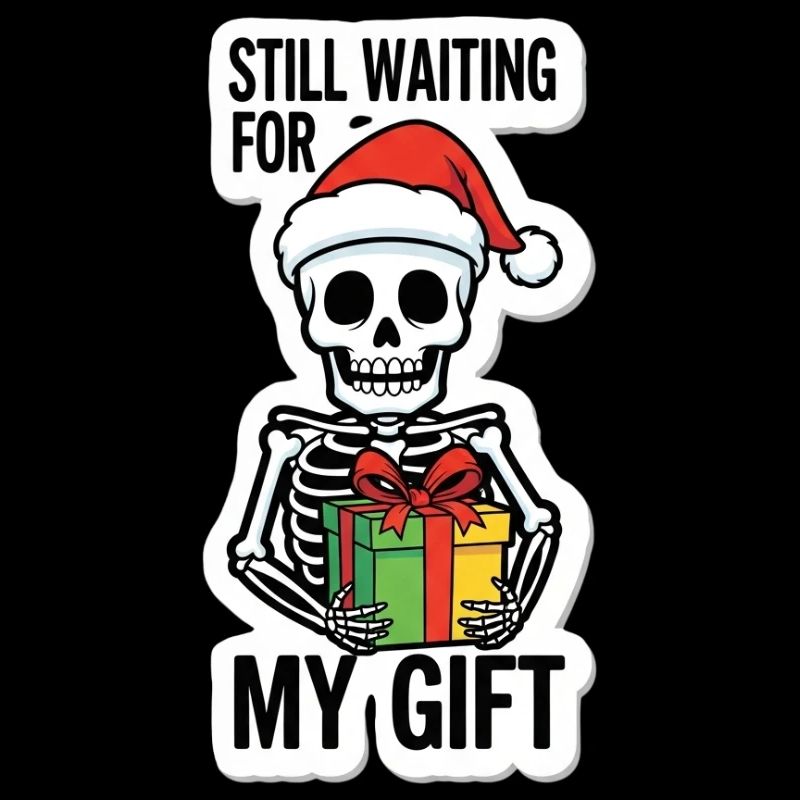 Skeleton Santa Gift Wait