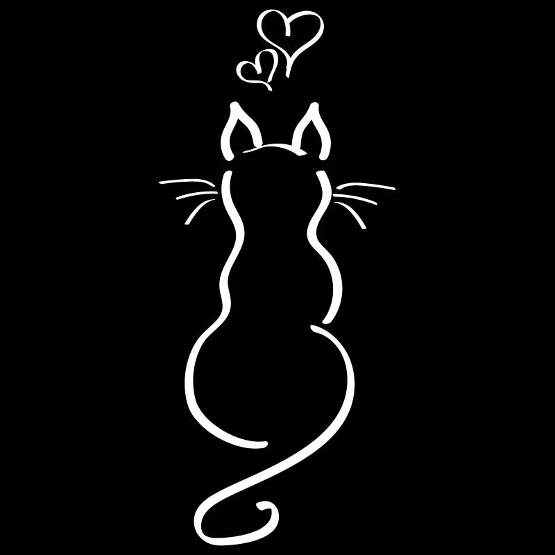 Cat Minimalist Line Back Hearts Love