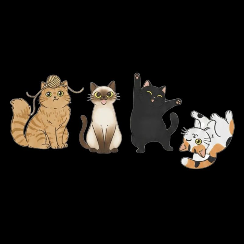 Vier verspielte Katzen