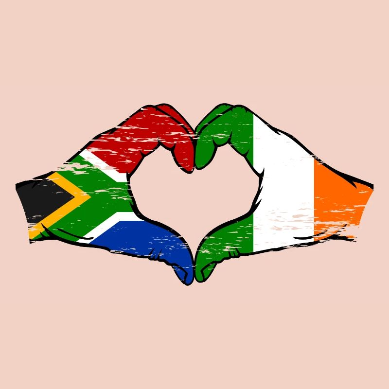 Afrique du Sud Drapeau Irlande mains forme de cœur utilisé