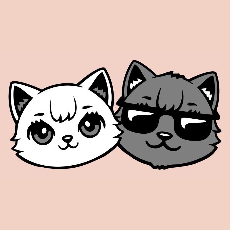chatons mignons cool couple mâle chats noirs et blancs