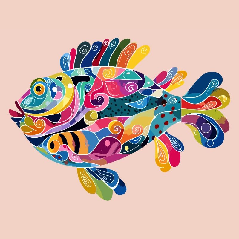 Bunter Abstractfisch Spiralen