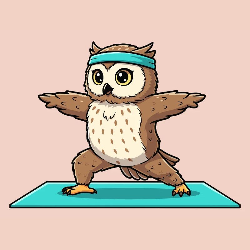 Yoga Owl Bird Doing Warrior Pose Art