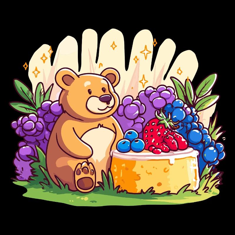 Cuddly bear on fruit cake