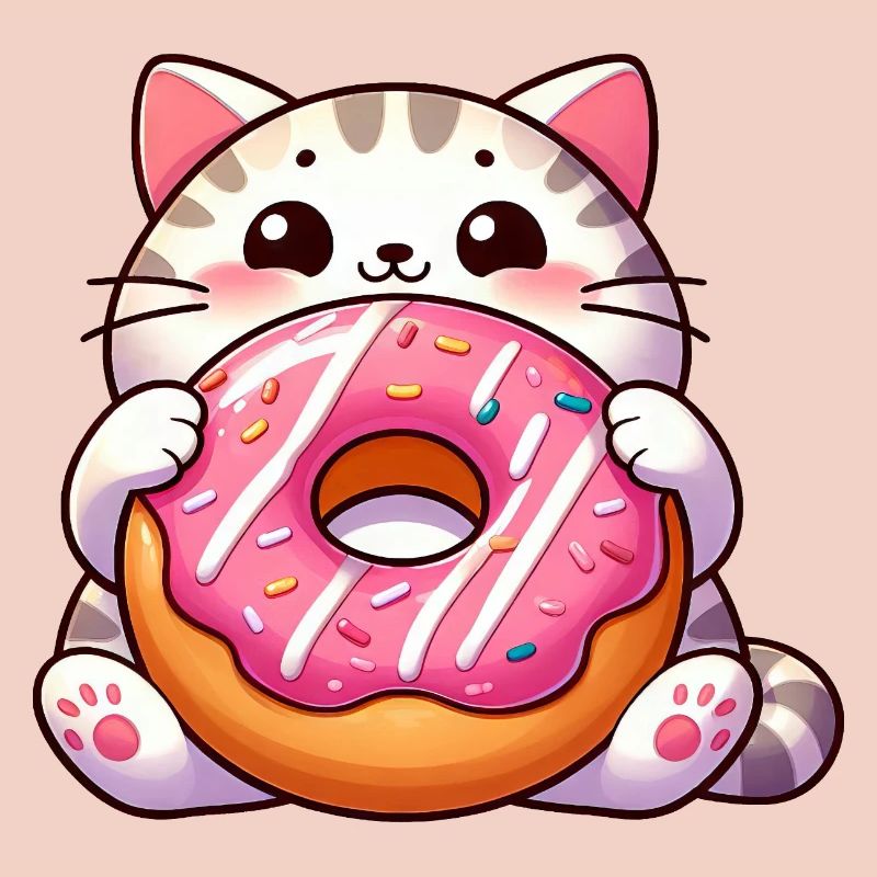 Chat mignon avec dessert beignet dent sucrée