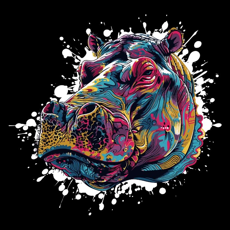 Bunter Hippo Farbspritzer