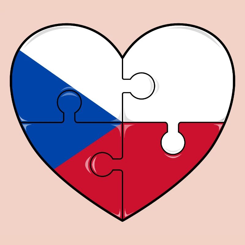 Puzzle coeur drapeau de la République tchèque