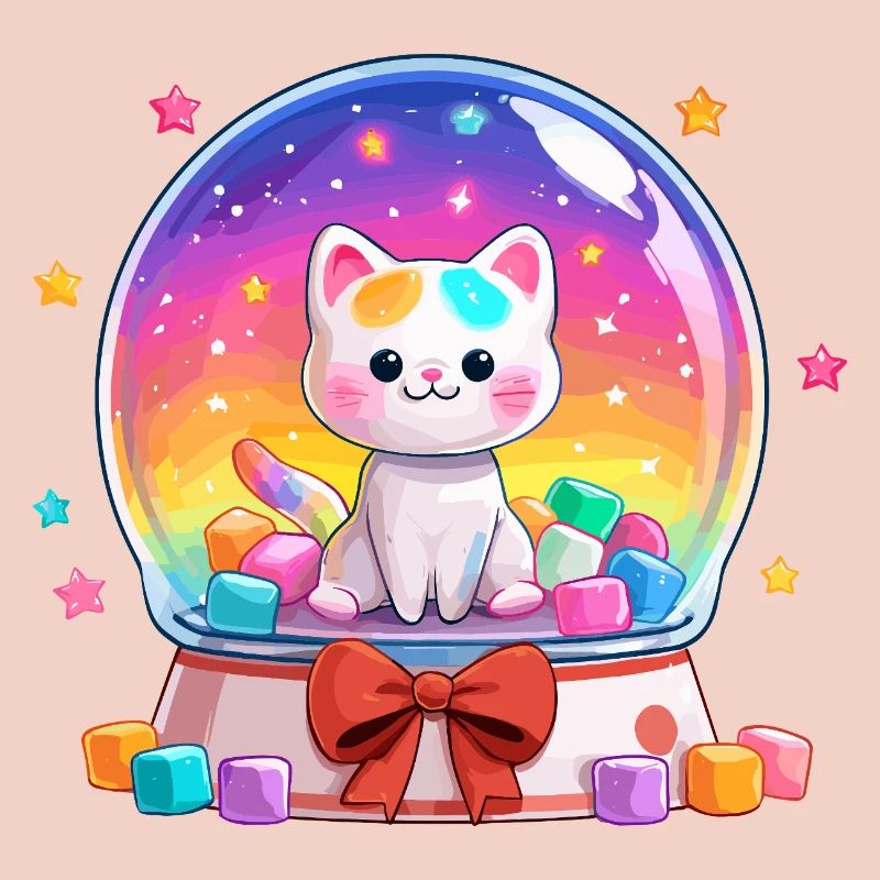 Regenbogen Katzen Snowglobe