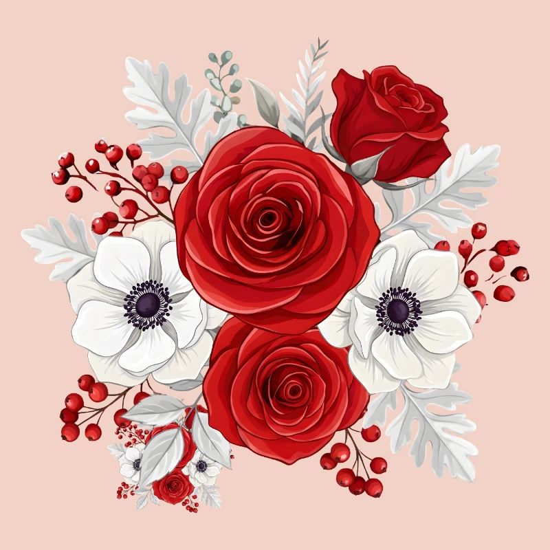 Rot-weißer Blumenstrauß