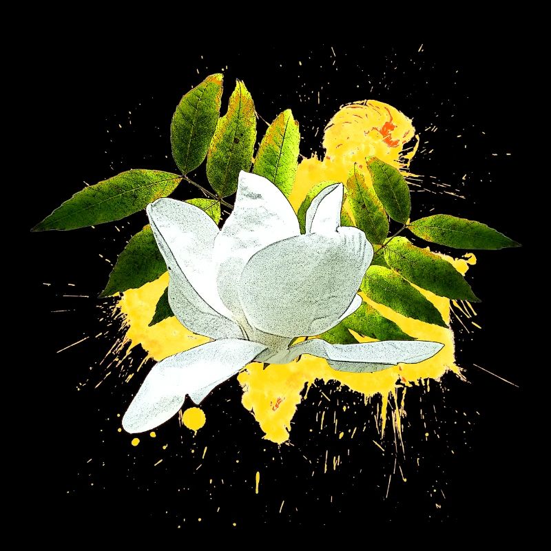 hübsche Blumenprints, Magnolie mit Blättern