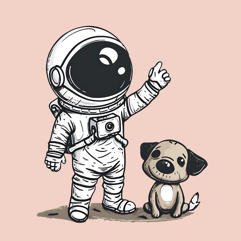 Cute Astronaut and Dog Cartoon Design | Space