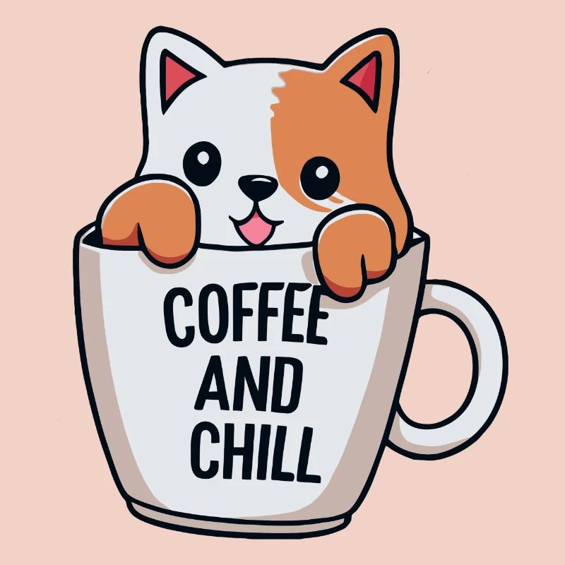 chat mignon dans la conception d’une tasse à café