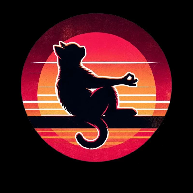 Silhouette de chat au coucher de soleil