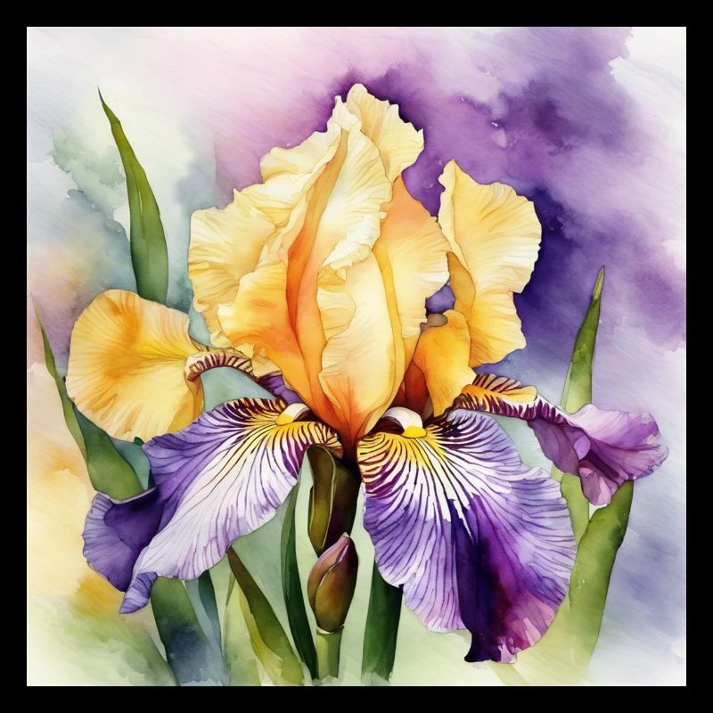 Iris iris purple orange | Watercolor Design