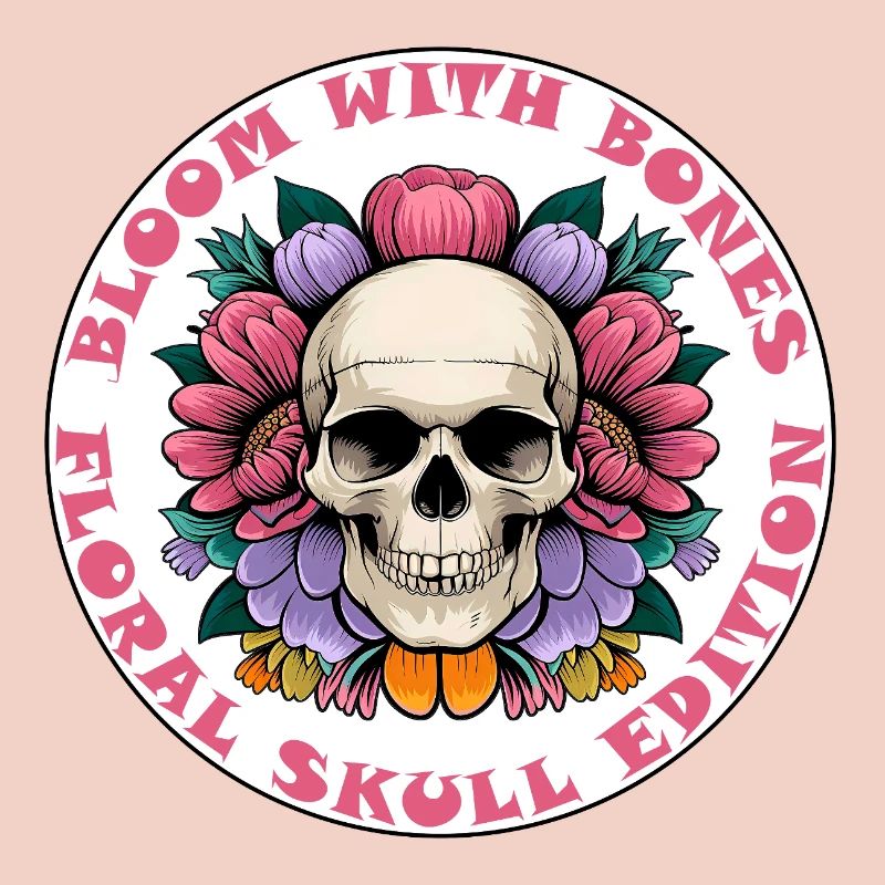 skull sticker bloom with bones flowers