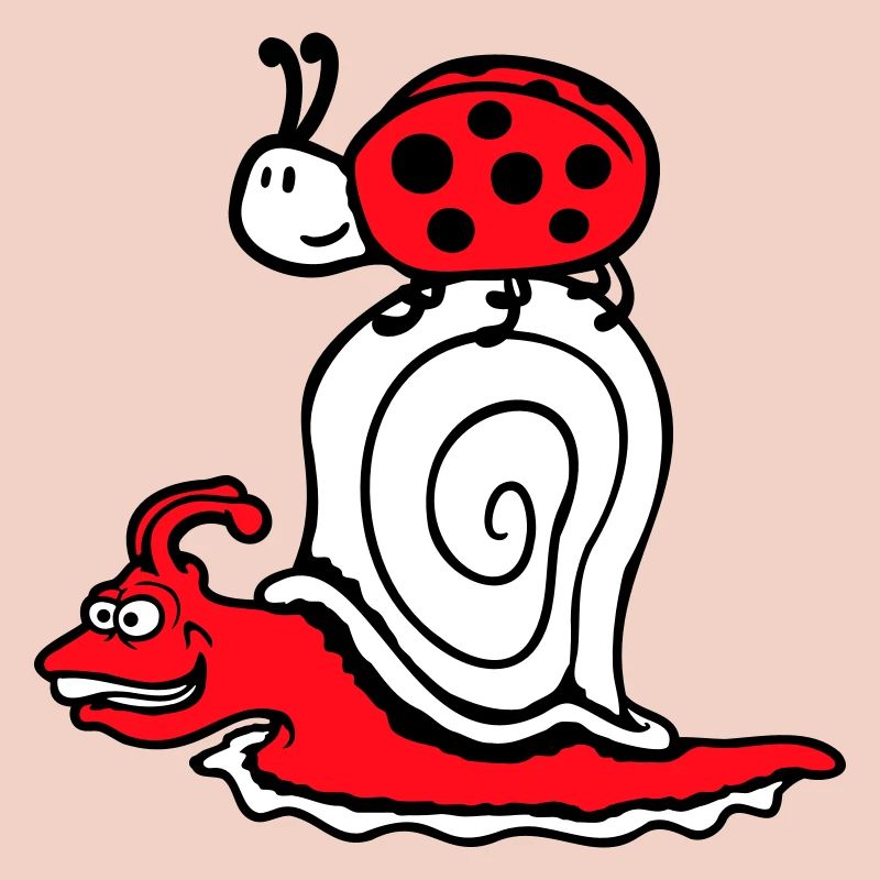 Escargot 2 Amis Coccinelle Équipe Rapide Mignon