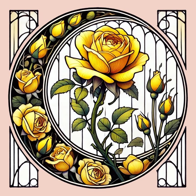 Gelbe Rose Buntglas-Design