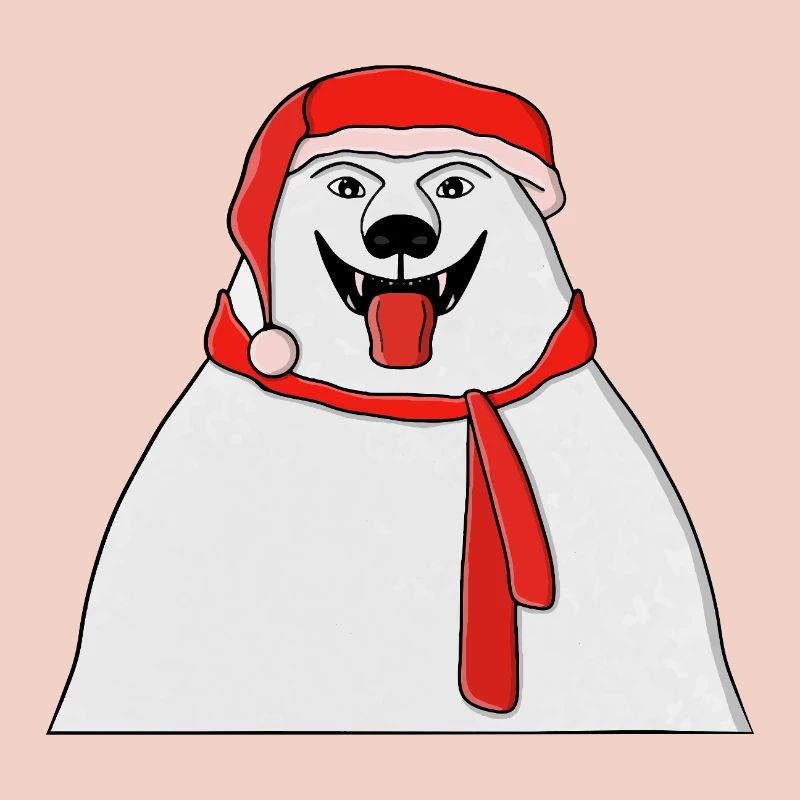 Festive Polar Bear Santa Illustration