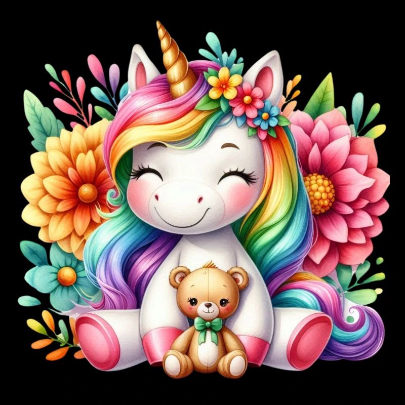 Regenbogen Einhorn Blumentraum